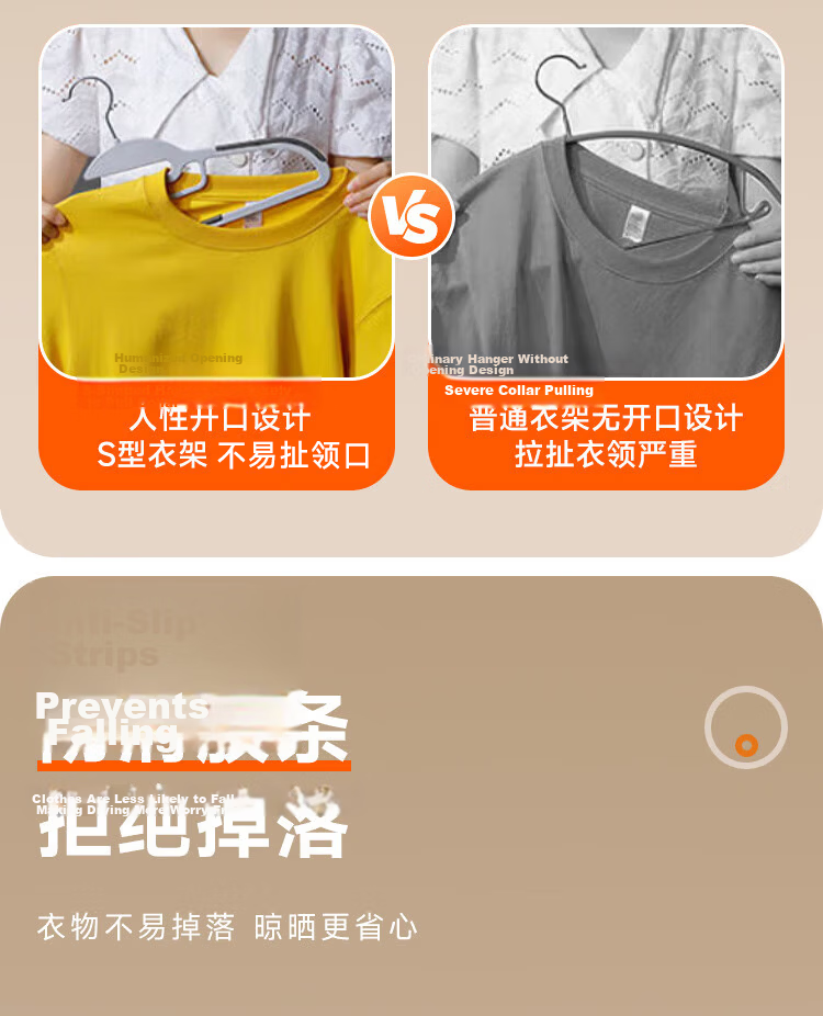 Jiabangshu Non-Marking Clothes Hangers Set of 20, Home Anti-Slip Collar Protecting Hangers for Dormitory, Bedroom, and Wardrobe 4