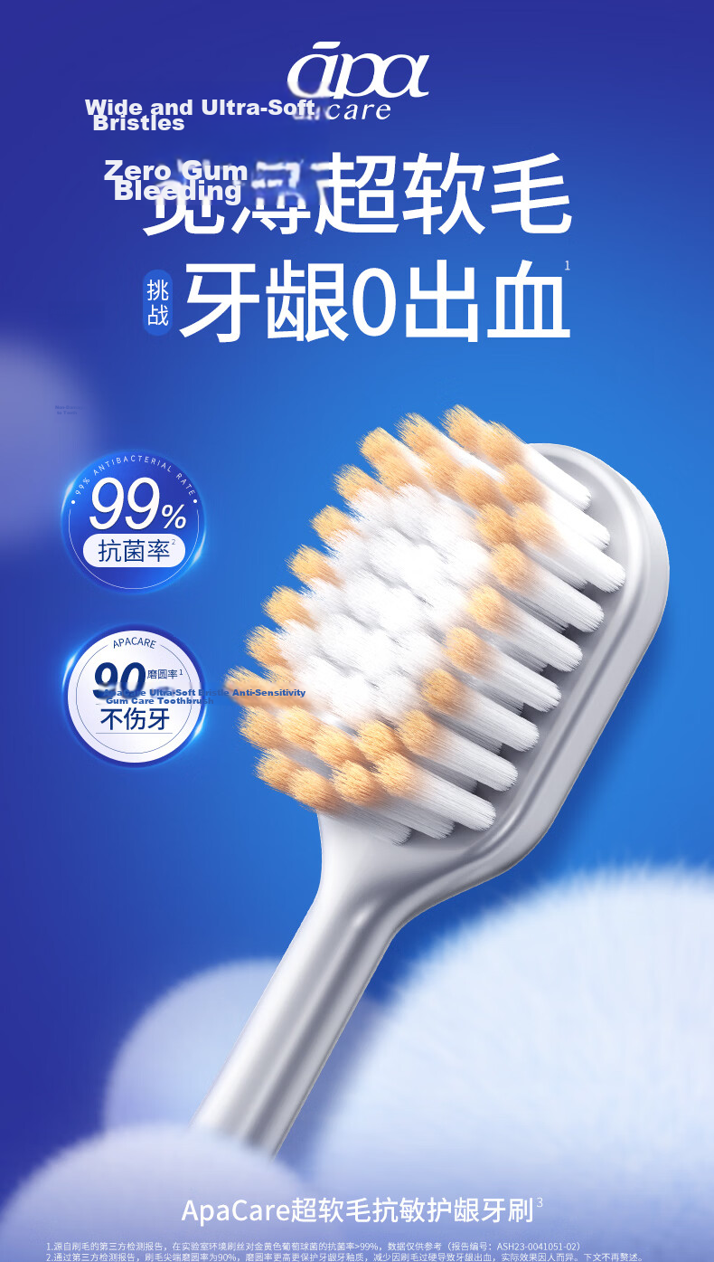 ApaCare Soft Bristle Wide Head Toothbrush for Adults, Top 10 Famous Brands, JD Self-operated, Unisex, Individually Packaged, 12 Pieces 2