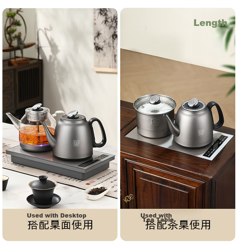 Biooner Fully Automatic Water Filling Electric Kettle 304 Stainless Steel Built-in Tea Table Kettle Electric Tea Pot Tea Set Electric Tea Stove YQ-K9 Cleaning Model 11