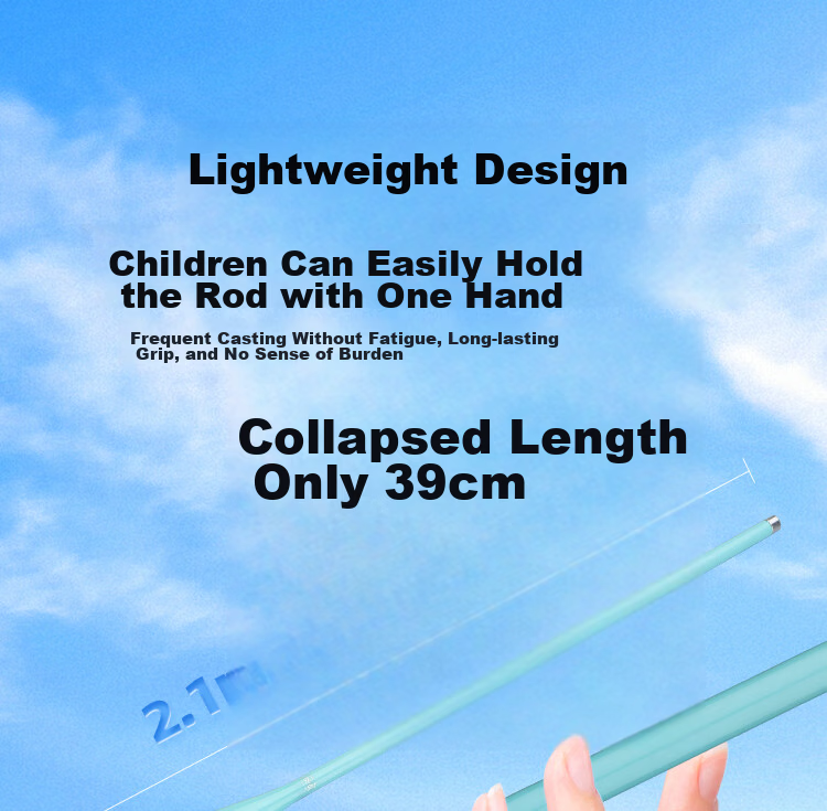 Jinglang Children's Fishing Rod 1.8m Blue Set Short Section Hand Rod Kids Special Fishing Rod for Shrimp and Crab Fishing 5