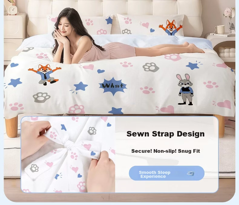 Liomirror Disposable Bedding Set 3-Piece Thickened Hotel Bed Sheet Pillowcase Portable Animal City 3-Piece Set 17