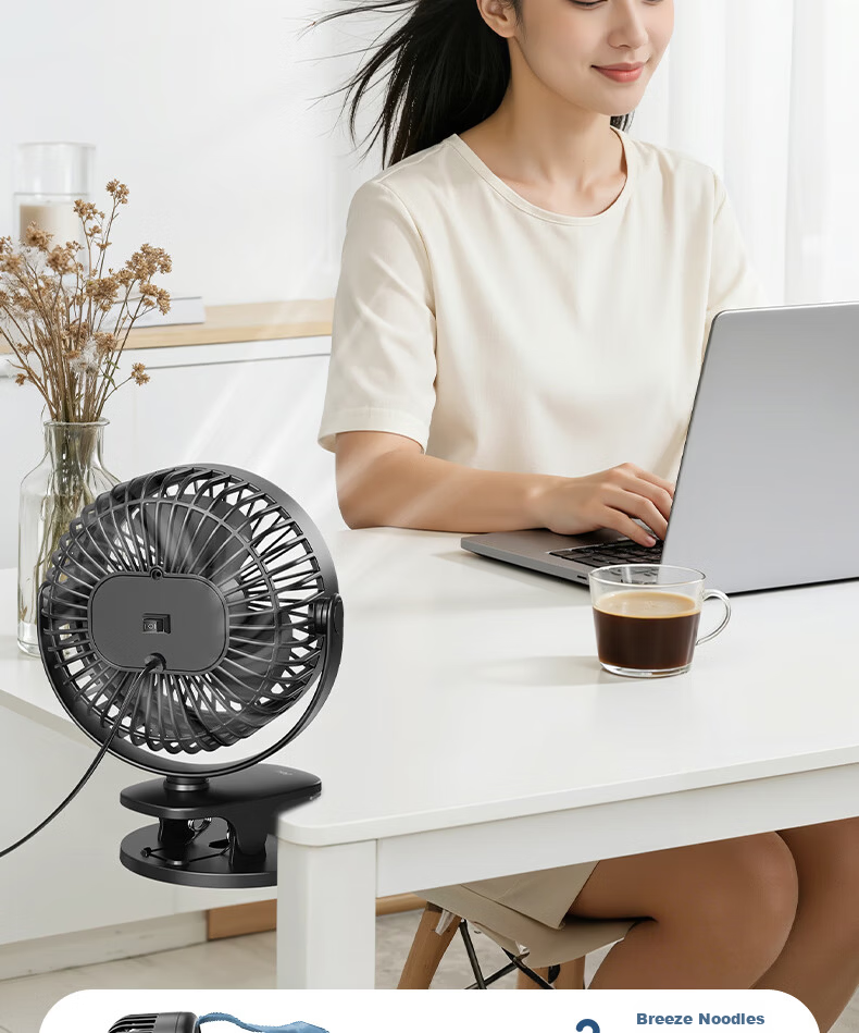 Deli [Hot-Selling] Desktop USB Mini Fan Small Electric Fan for Students Dormitory Office Workstation Bedside Quiet Fan - LK220 Black 6