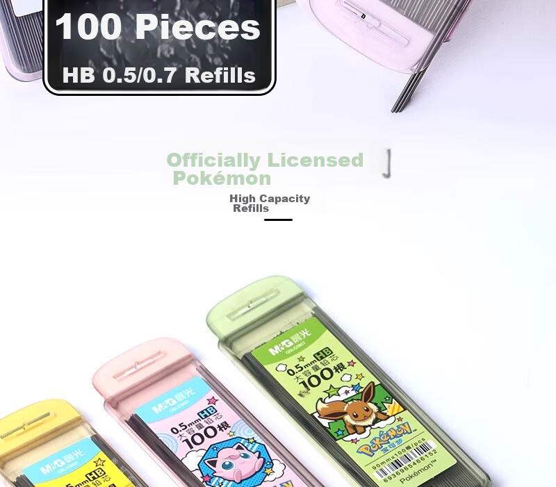 M&G Pokémon Mechanical Pencil Refills HB 0.5mm Resin Lead Large Capacity 100pcs Box QSLQ3807 Exam Essential 2