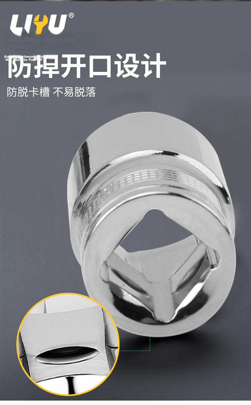 Liyu Industrial Grade 12.5MM Large Hex Short Socket Chrome Vanadium Steel Socket Sleeve Auto Repair Tool Accessory 12MM 11
