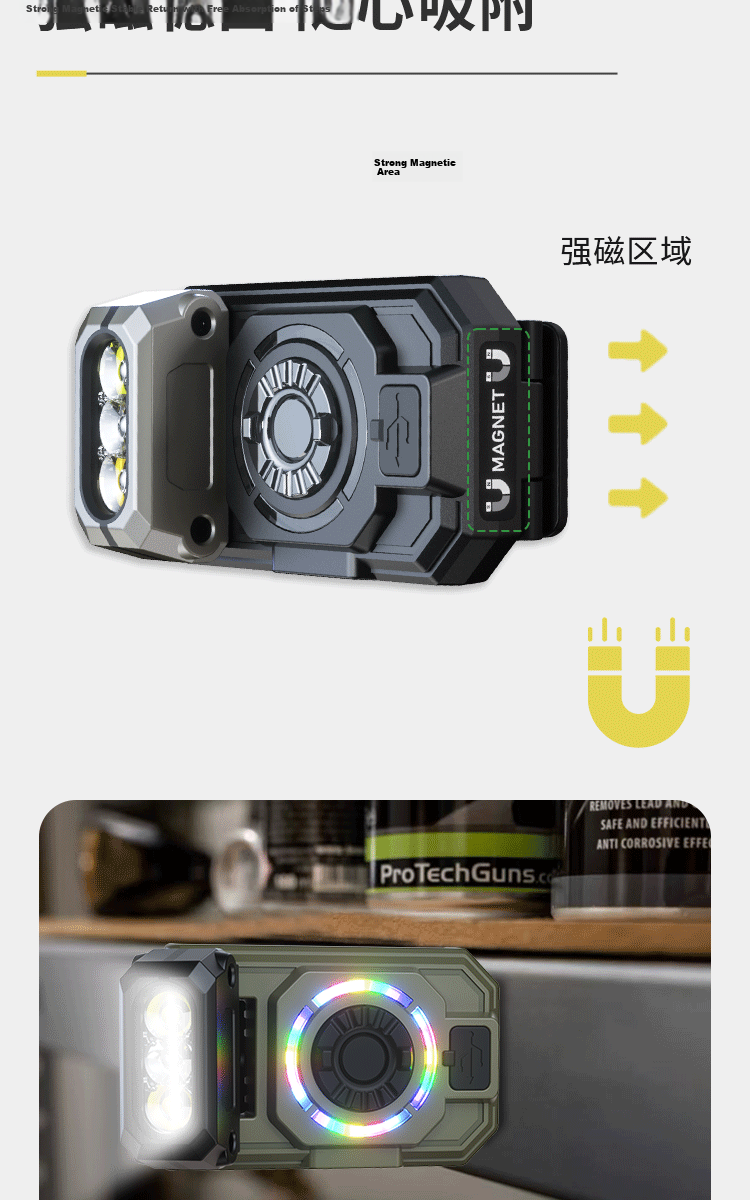 Cavalry High-Brightness Outdoor Fishing Rechargeable Sensor Headlamp Long-Lasting Hand Wave Sensor Hat Clip Flashlight 9