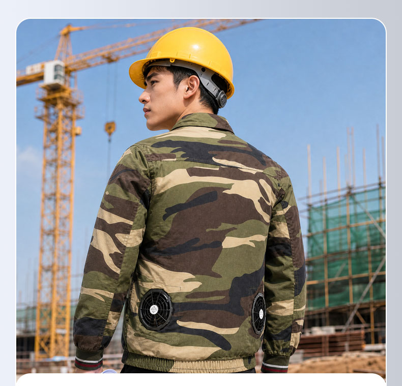 BOLOLANZHI Men's Air-Conditioned Jacket with Fan Summer Cotton Workwear Breathable Outdoor Fishing Cooling High-Temperature Operation Engineering Uniform Customizable 9