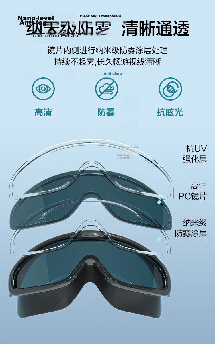 JD Original Large Frame Swimming Goggles for Adults, Anti-Fog Waterproof High Definition Swim Glasses, Diving Goggles for Men And Women, Dazzling White 10