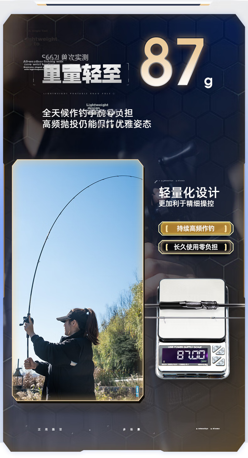 FishingFans Da Qingfeng Universal Lure Rod Ultra-Light Carbon Shore Casting Big Fish Beginner Long Cast Fishing Rod 2.58m M Straight Handle 2