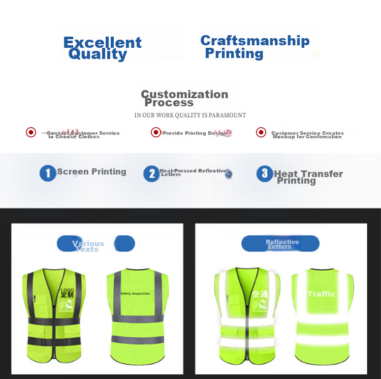 Baige Reflective Vest Breathable Construction Traffic Warning Sanitation Safety Vest Multi-pocket Zipper Style CW566564 12
