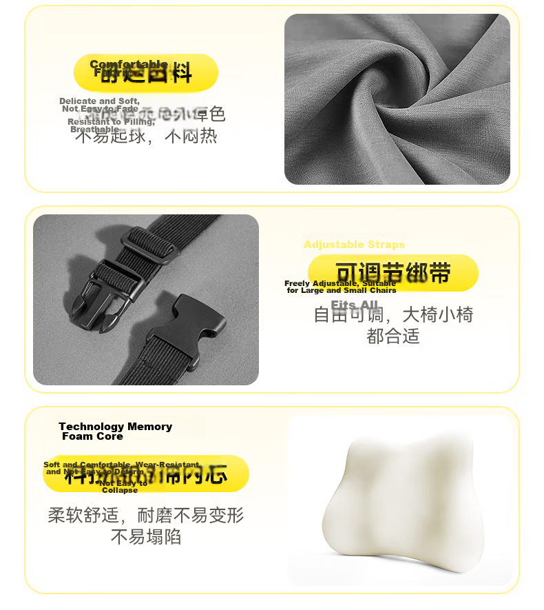 Zhiguozhe Lumbar Support Office Cushion Waist Pillow Long Sitting Waist Protector Lumbar Pillow Workstation Chair Back Cushion Car Seat Cushion 29