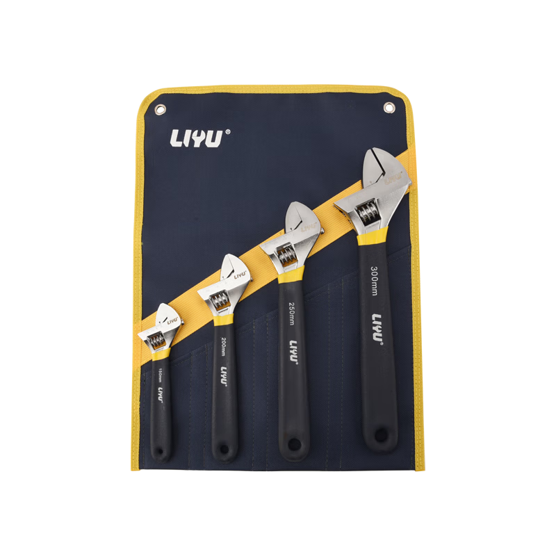 Liyu Adjustable Wrench Multi-Functional Slip-Resistant Plastic Handle Household Open-End Wrench Set of 4