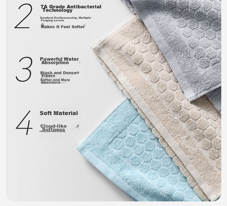 MUJI Children's Towels 3-Pack 10A Antibacterial Xinjiang 100% Pure Cotton Baby Soft Skin-Friendly Saliva Towels 7