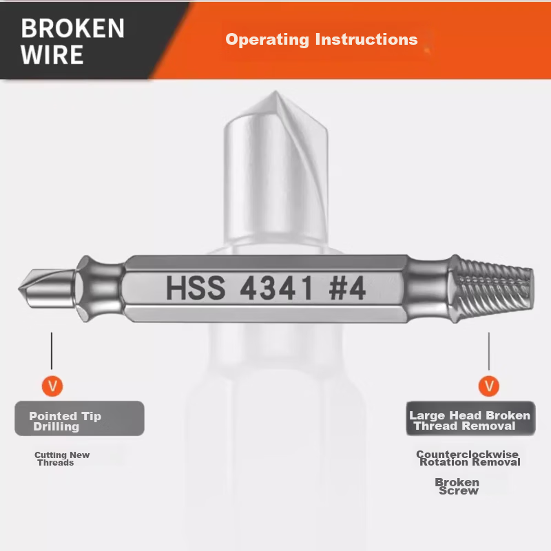 Gangyu Industrial Broken Screw Extractor Double-Ended Titanium Coated 5pc Plastic Box with Drill Bits Thread Repair Removal Tool 4