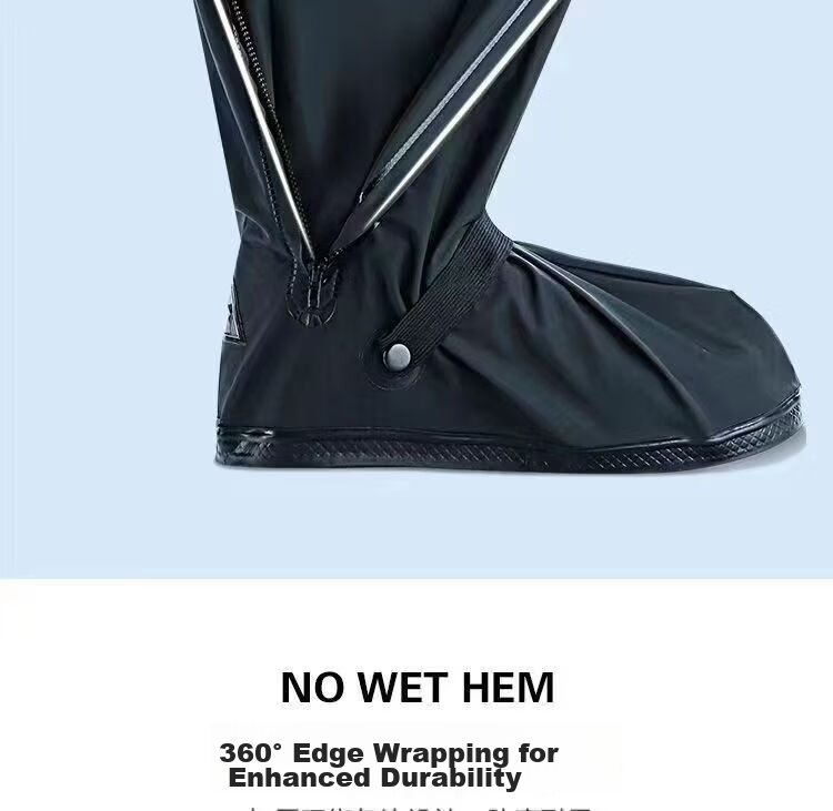 Minggu Waterproof Shoe Covers Rainproof Non-slip Thickened Wear-resistant Sandproof 360 Full Coverage PVC High Tube 40CM Size S 7