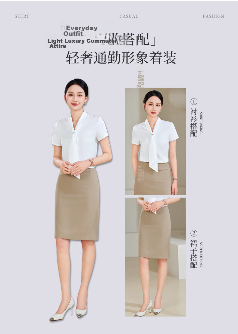 Chaoxu Women's White Short Sleeve Bow Tie Shirt Professional Commuter Formal Elegant Versatile Blouse for Work and Interview 9