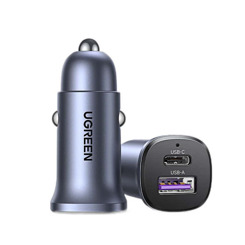 UGREEN Car Charger Super Fast Charging Cigarette Lighter Adapter Dual Port PD 30W/SCP Compatible with Apple 17 Huawei Xiaomi Samsung Fast Charge