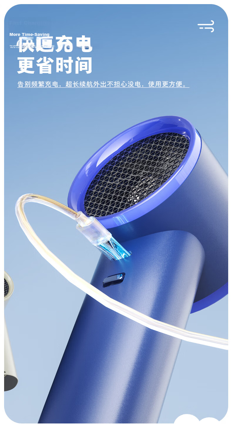 PHILIPS Handheld Mini Fan Metal Body 100-Speed Ultra High Wind Power Long Battery Life Rechargeable Cooling Portable Outdoor Desktop Fan for Students 12