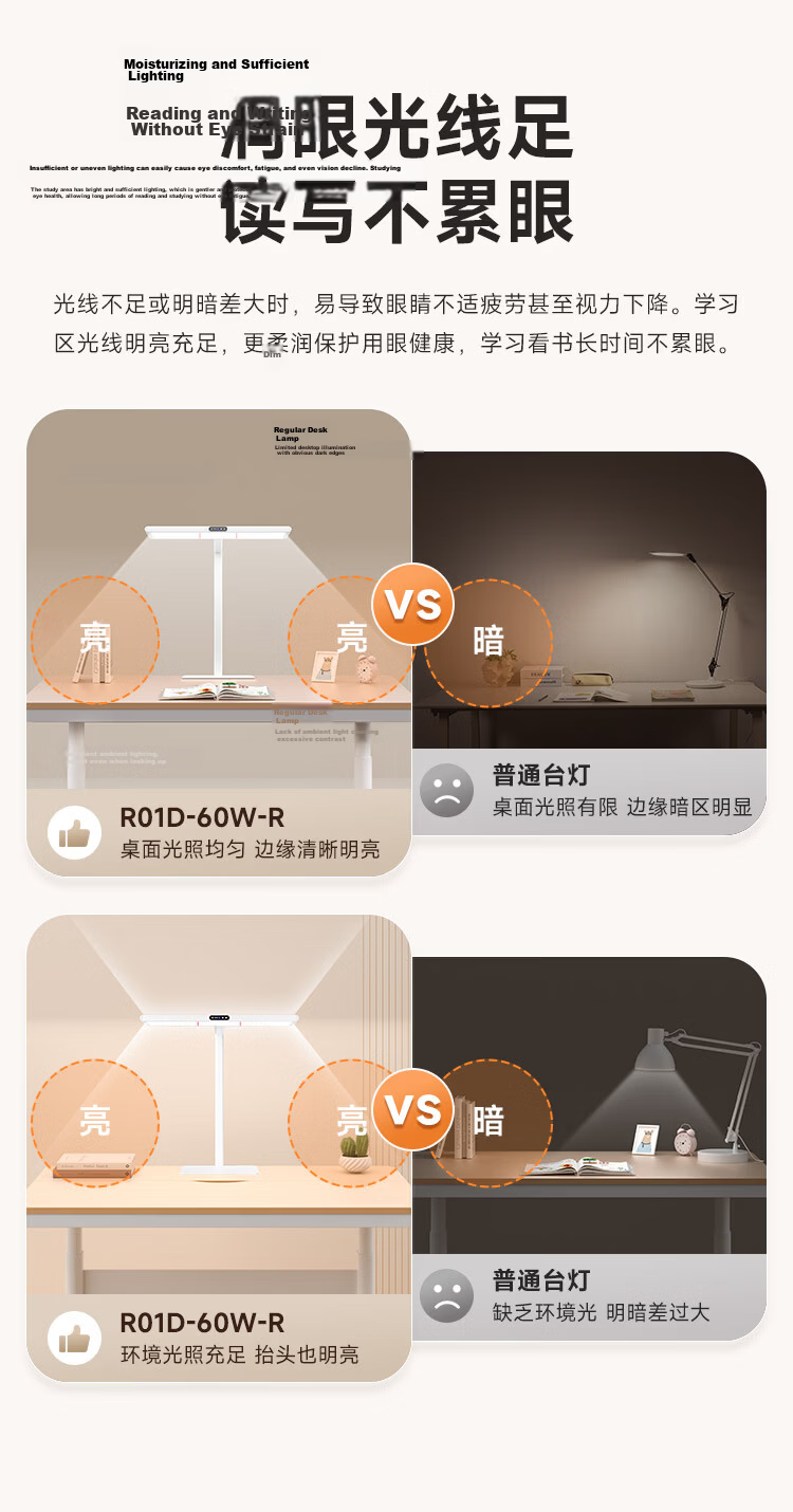 Haishibao Desktop Road Lamp Children's Eye Protection Study Anti-Blue Light Full Spectrum LED Desk Lamp R01D-60W-R 2
