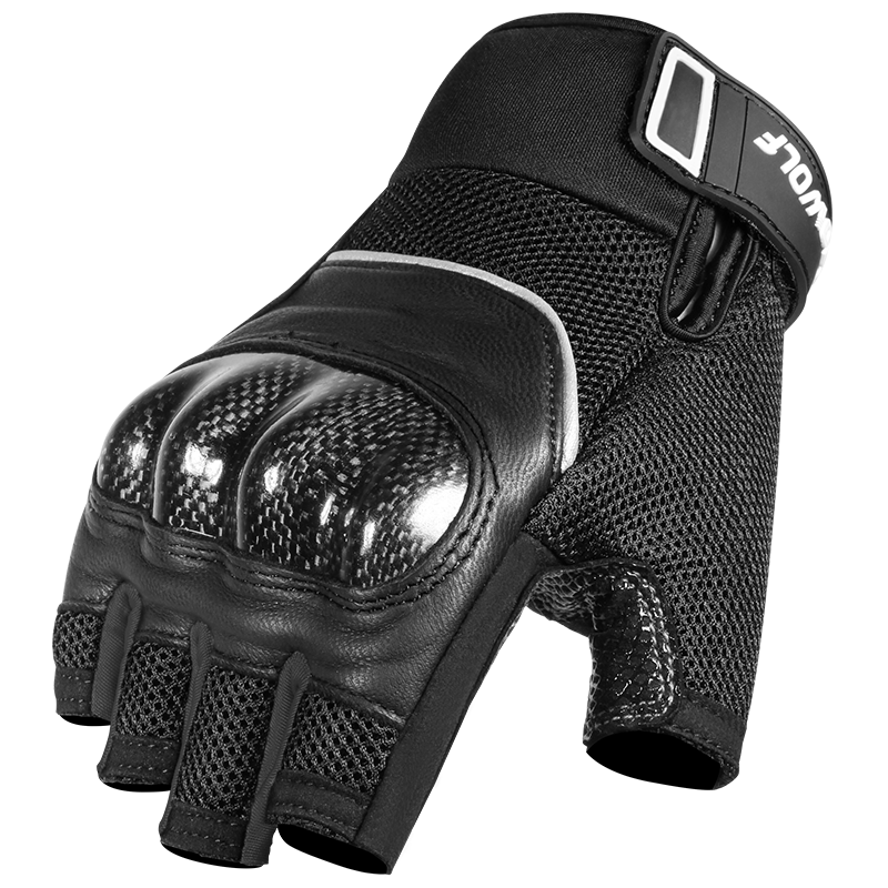 MOTOWOLF Motorcycle Gloves Half Finger Carbon Fiber Summer Breathable Riding Motorbike Anti-fall Knight Gear Unisex