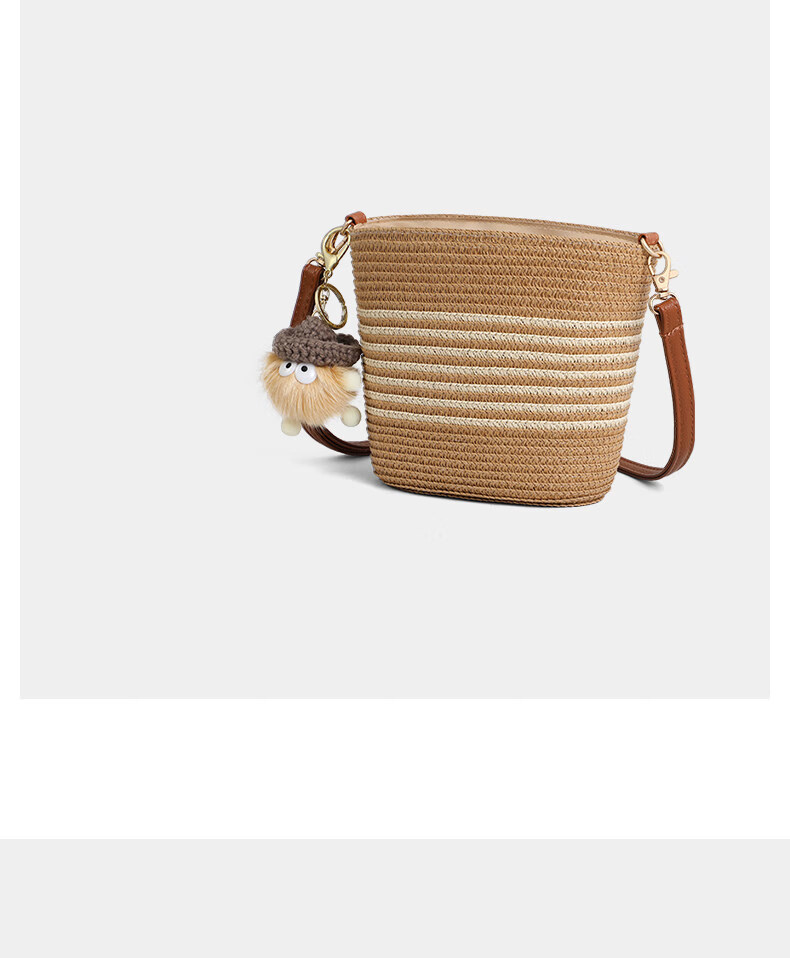 Love Sea Woven Crossbody Bag for Women Straw Bucket Beach Bag Birthday Gift for Girlfriend Wife Premium Feel 18