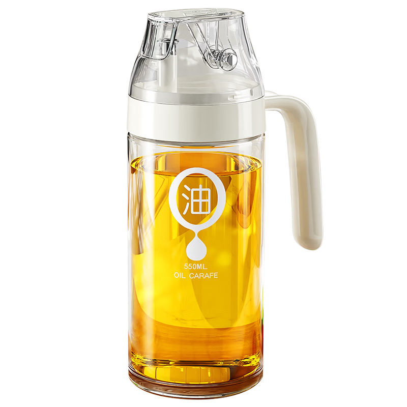 Jiabangshou Automatic Opening and Closing Oil Dispenser Kitchen Glass Oil Bottle Leak-Proof Soy Sauce Vinegar Seasoning Bottle 550ml