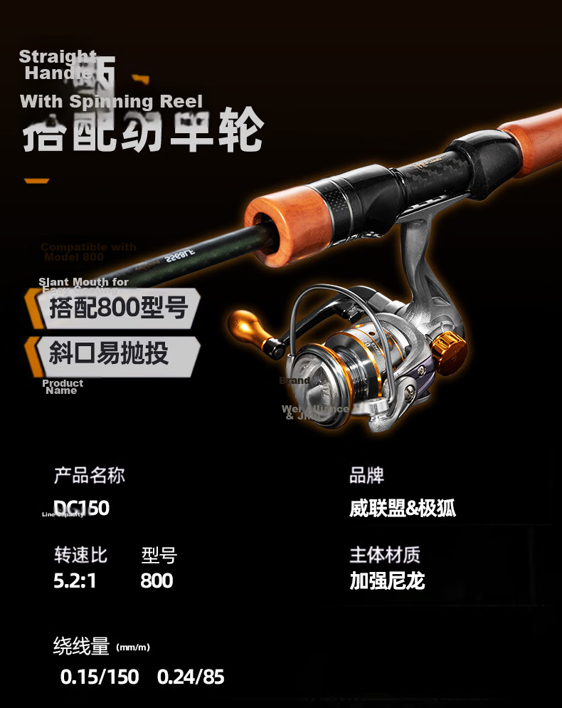 Jihu 1.8m Jihu PRO Straight Handle Telescopic L-Tuned Micro Lure Fishing Rod for Whitebait and Mackerel 23