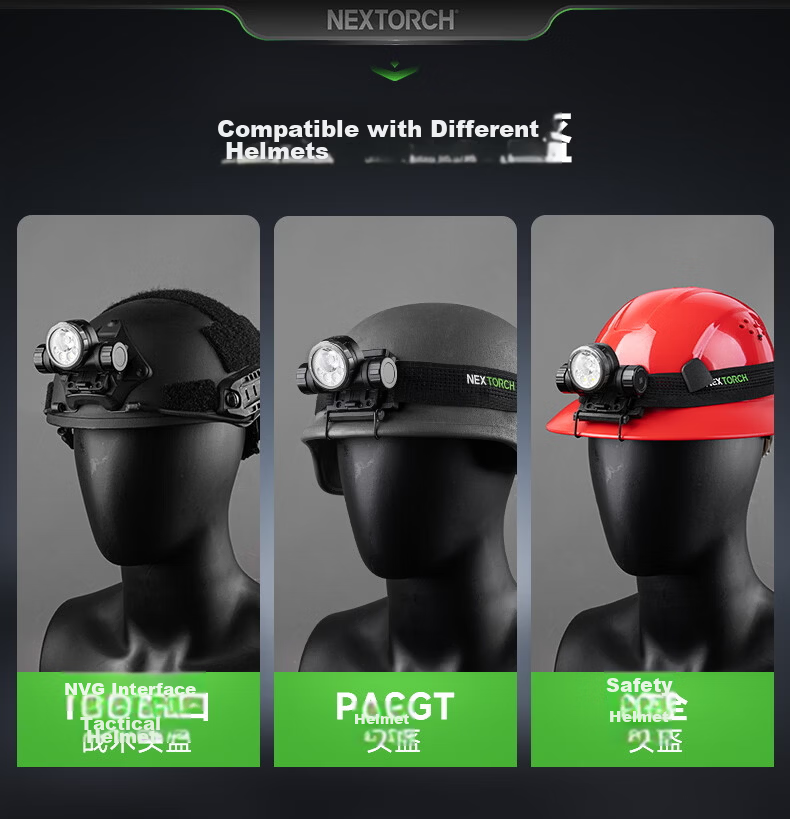 NEXTORCH hiStar Tactical Helmet Light Multi-Beam Integrated Headlamp Duty Rescue Emergency Dual-Source Industrial Headlamp 5