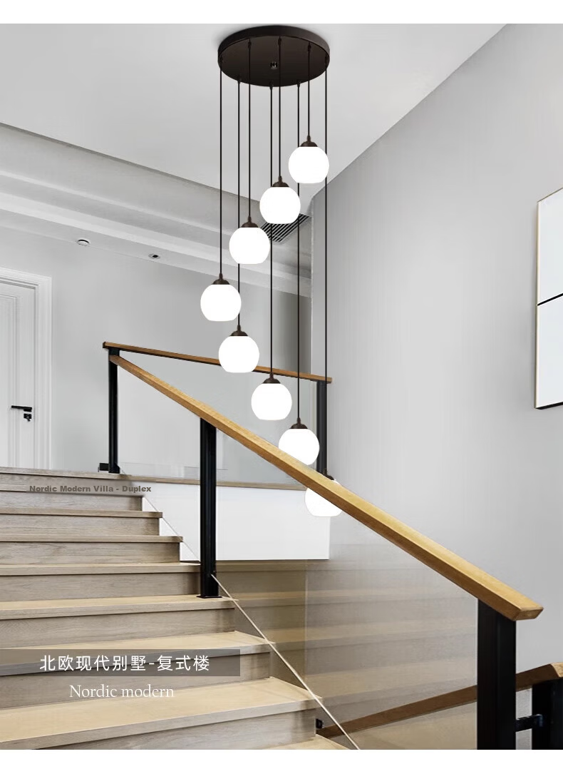 AOC Modern Minimalist Villa Loft Staircase Pendant Light Multi-level Spiral Staircase Long Chandelier 4