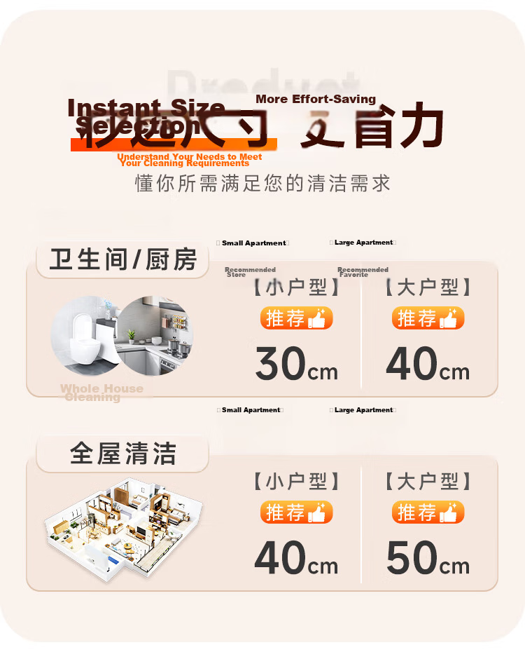 Jiabangshu 40cm EVA Magic Broom Water Scraper Bathroom Floor Cleaning Mop Special 3