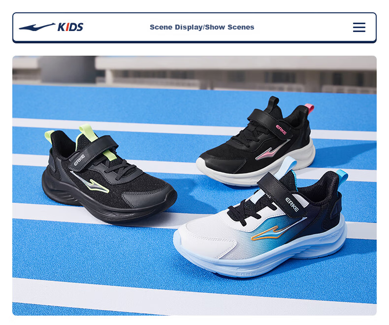 ERKE Kids Running Shoes Boys and Girls Children's Autumn New Breathable Cushioning Sports Shoes ERKE White/Pool Blue/Black Size 41 19