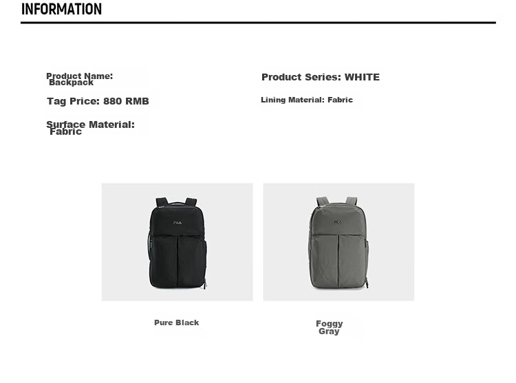 FILA Official Men's Backpack 2026 Summer Casual School Bag Dual-Shoulder Business Commuter Laptop Bag 2