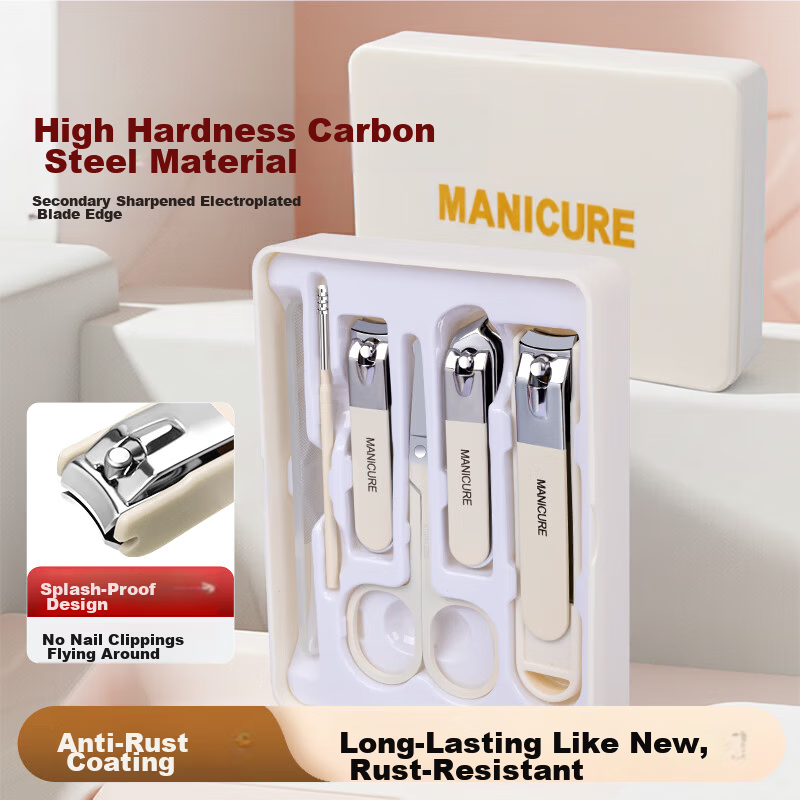 Haifino Nail Clipper Set Complete Manicure Pedicure Kit 6-Piece White