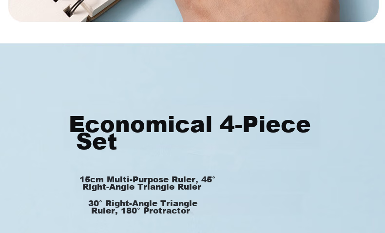 Deli Three-In Ruler Set, 4-Piece Drawing And Drafting Kit, for Postgraduate Entrance Exam, College Entrance Exam, Blessing Gift, High School Graduation Exam, Straight Ruler, Triangle Ruler, Protractor 12