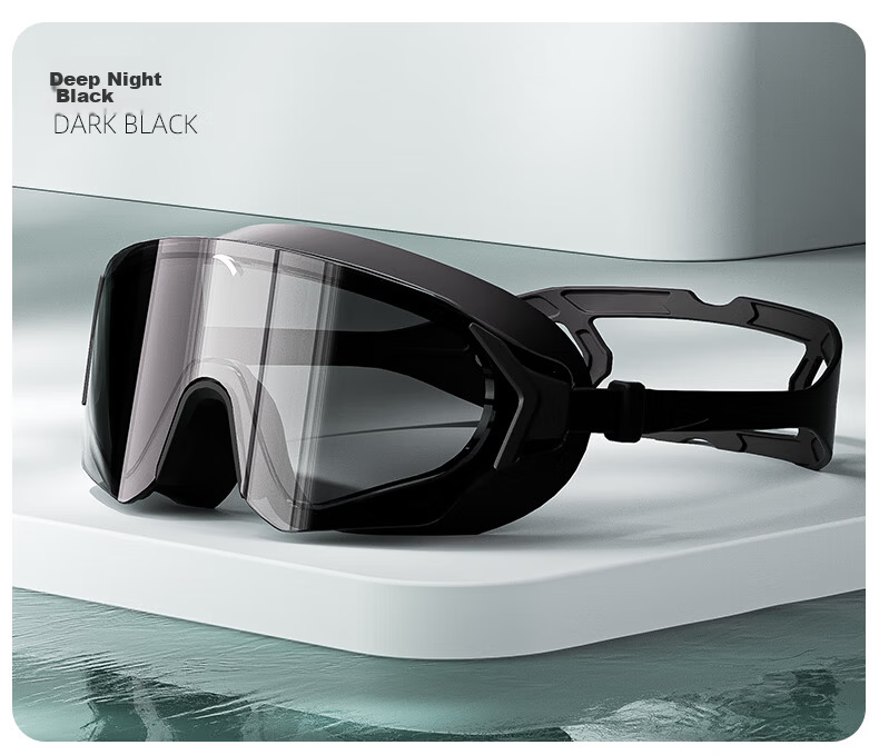 ANTA Water Eye Max Large Frame Swimming Goggles Adult HD Anti-Fog Waterproof Professional Diving Goggles Black and White Plano 12