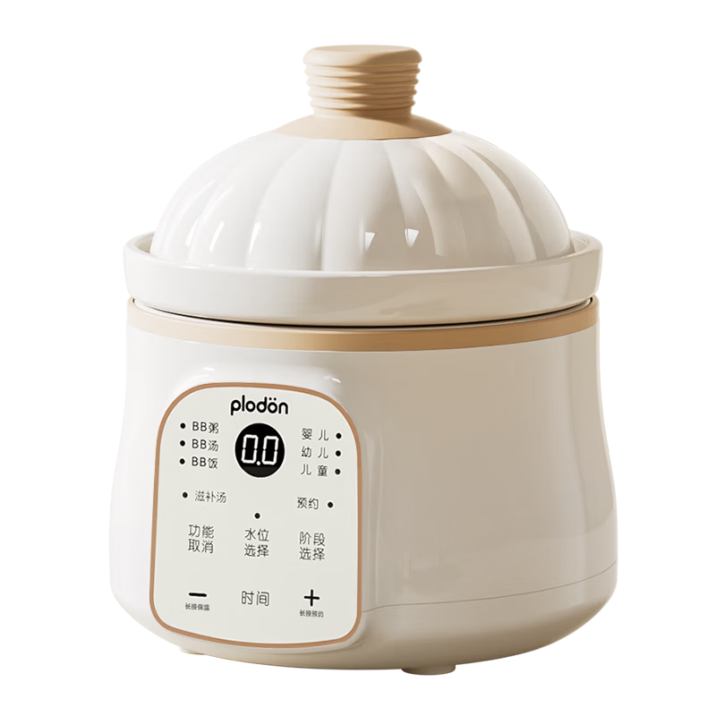 PLODON Baby Food Steamer and Cooker, Micro Pressure Multi-Age BB Pot, Upgraded Dehua White Porcelain AI Anti-Scald and Overflow Electric Stew Pot
