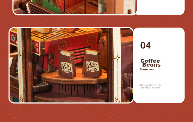 ROKR Coffee Factory Building Blocks Toy Adult 3D Puzzle DIY Handcrafted Assembly Model Music Box Birthday Gift 9