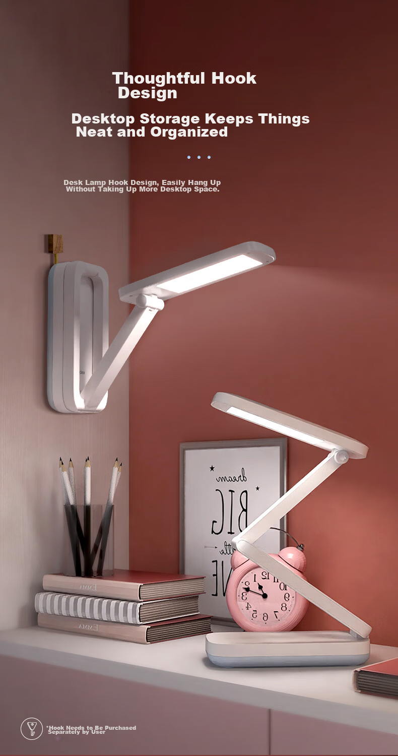 Midea Rechargeable Folding Portable Desk Lamp Dormitory Student Bedside LED Reading Study Writing Magic Box 7