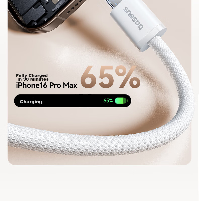Baseus Apple iPhone 17/16/15 Dual-Head Type-C Charging Cable PD 60W Fast Charge CTOC Car Charger Cable 5A 2-Pack 5