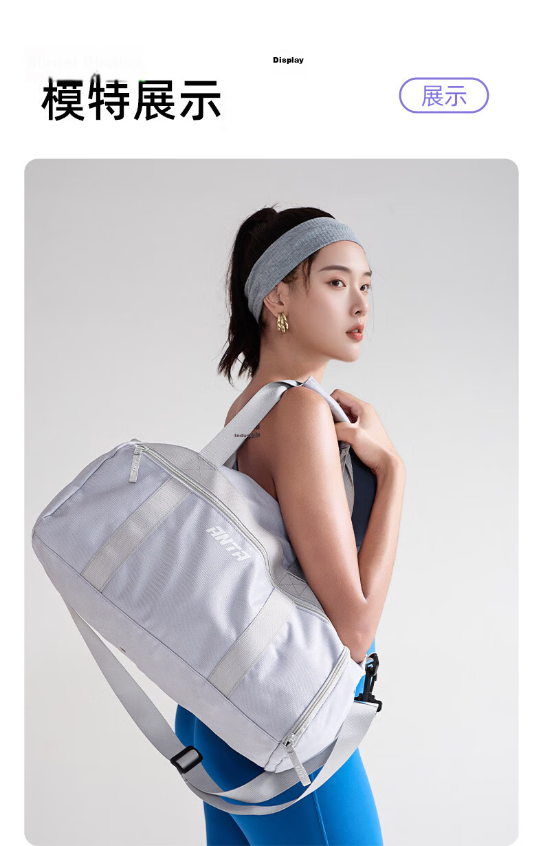 Anta Fitness Bag Short Trip Sports Dry and Wet Separation Swimming Bag Large Capacity Handheld Unisex Crossbody Bucket Bag Purple 15