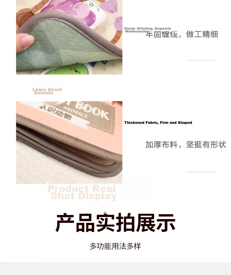 Babamama Tearable Cloth Book Baby Toy Teething Velcro Quiet Book Early Education Toy for 0-1 Year Old Babies 10