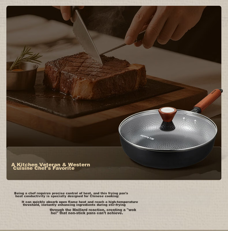 Joyoung 26cm Cast Iron Non-Stick Frying Pan Skillet Steak Breakfast Pan No Seasoning Required 22