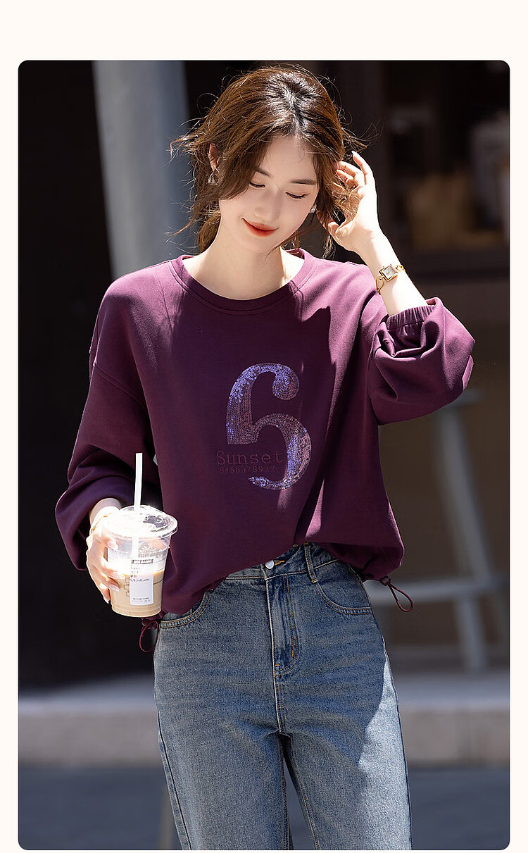 Dme [280G Air Layer] Autumn Letter Bead Embroidery Small Hoodie Women's Top, Dark Green, S 3