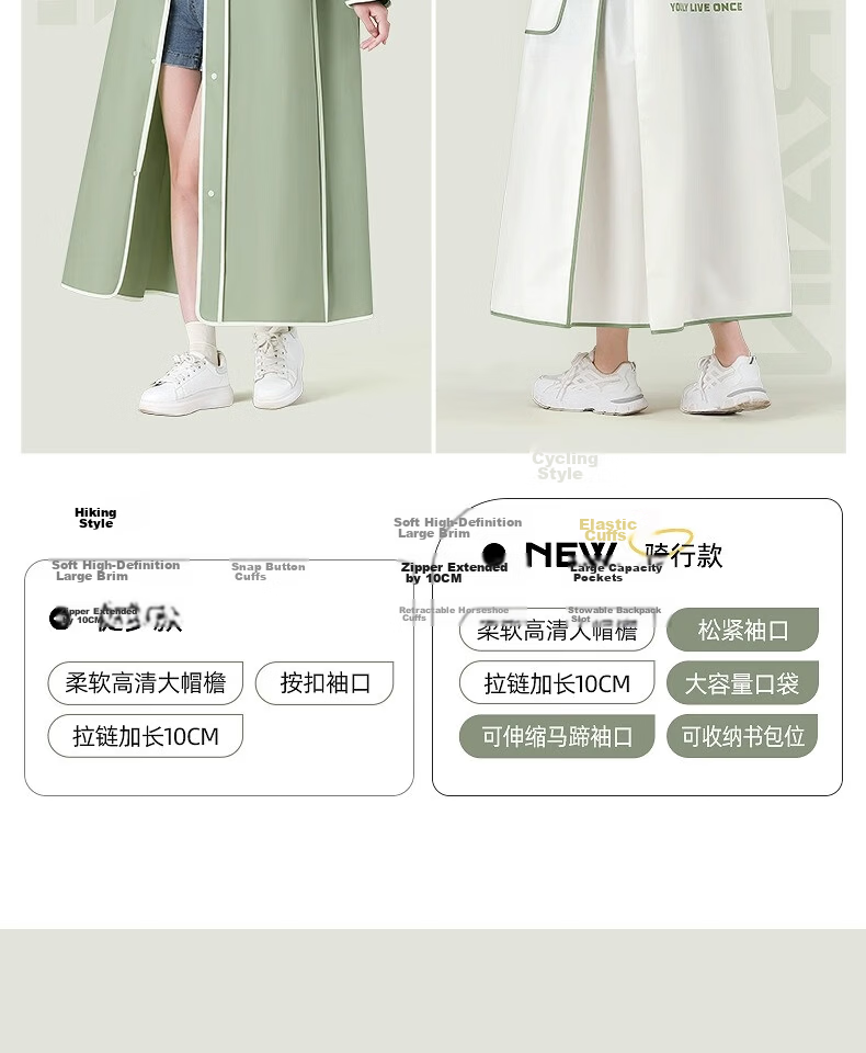 Beimei Electric Scooter Women's Long Full-Body Raincoat Integrated Adult Single-Person Rain Poncho for Heavy Rain 12