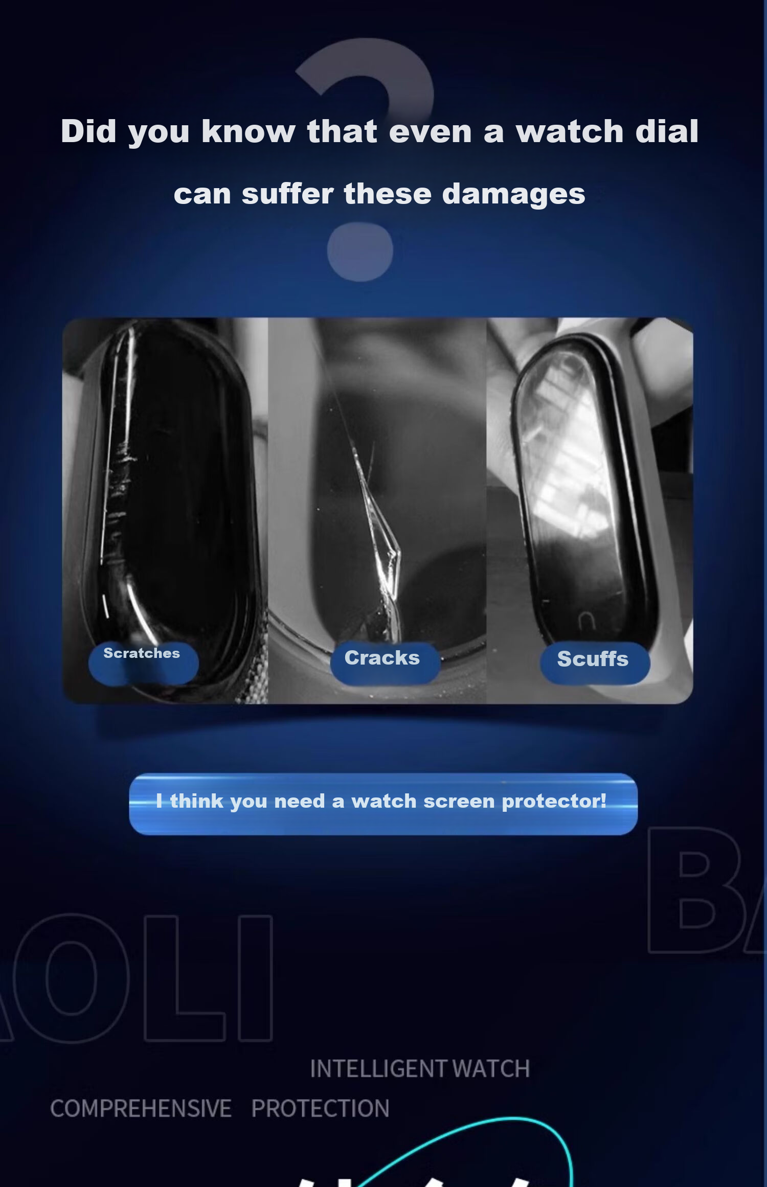 Smorss [2-Pack] Screen Protector for Redmi Watch 4, Non-Tempered HD Curved Composite Full-Coverage Full-Adhesive Anti-Scratch Shockproof Film 2
