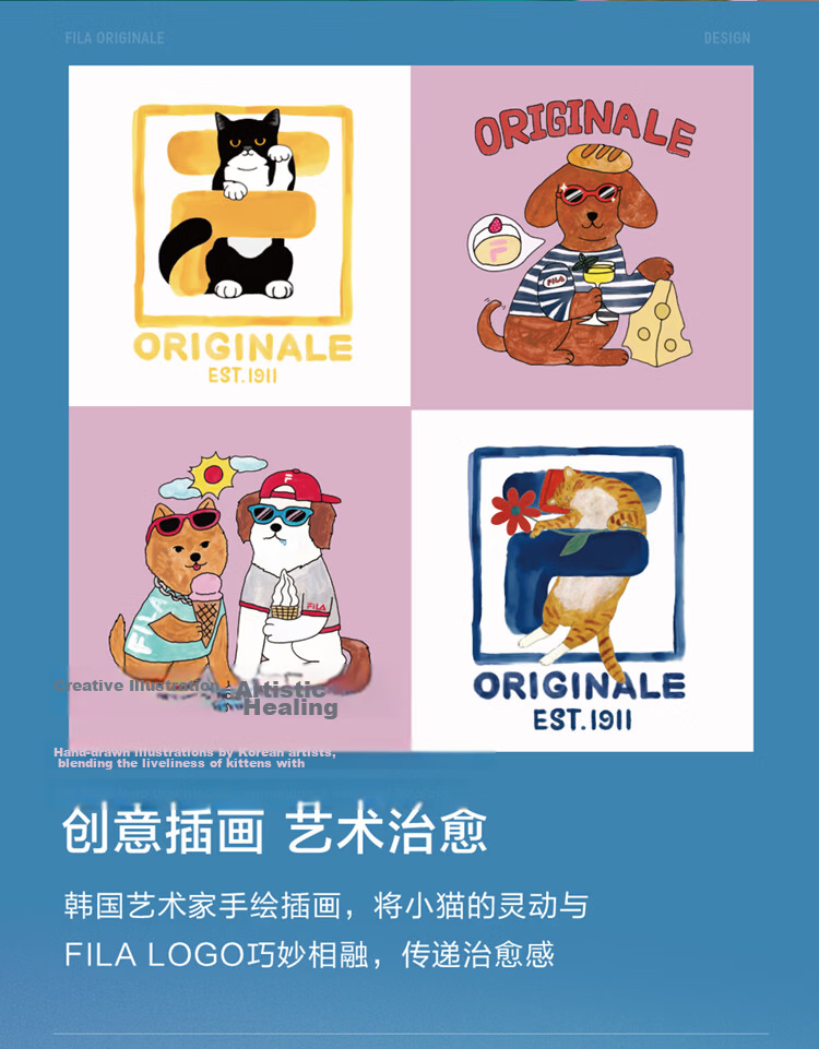 FILA Official Couple's Knitted Short Sleeve Shirt 2026 Summer Fashion Casual Unisex Loose Cat Embroidery T-Shirt 7