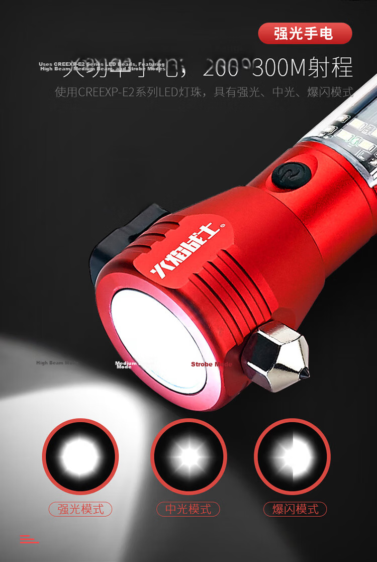 Flame Warrior Fire Escape Hammer Window Breaker Safety Hammer Red for Bus Subway Commercial Use 3