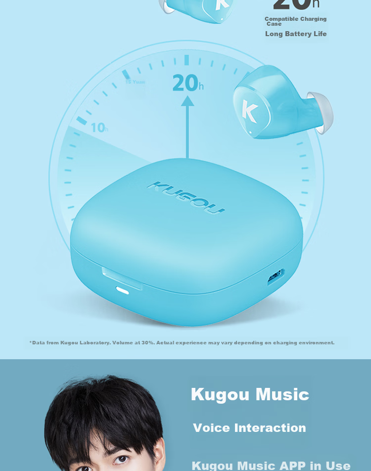 KUGOU Rainbow Candy [42-Hour Music Bean] 6.0 Bluetooth In-Ear Wireless Earphones Low Latency Gaming Call Long Battery Life Mini for Huawei Xiaomi M56s 7
