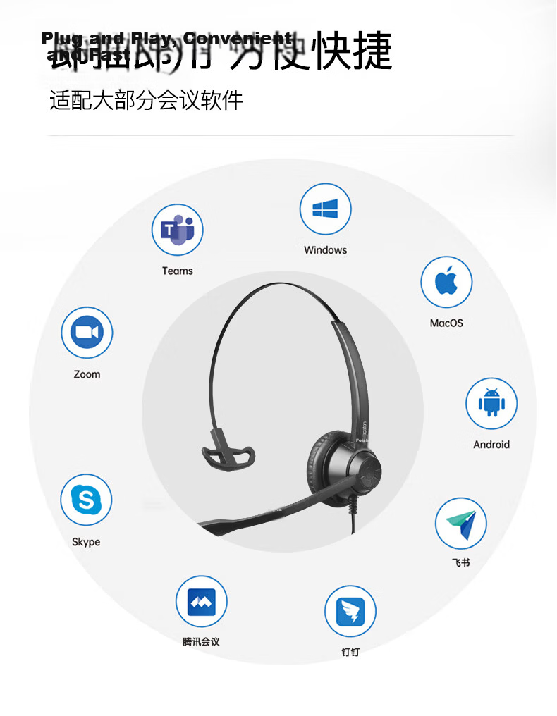 Eagaton Wilderness Series X1-RJ9 Mono Headset Crystal Head Connector Customer Service Office Use No Active Noise Cancellation 11