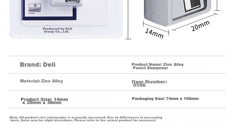 Deli Classic Zinc Alloy Pencil Sharpener, Rotary Pencil Sharpener for Students, Steel Blade Sharpener, Labor-Saving Student Stationery, Middle And High School Exam, Children's Birthday, Graduation Gift 6