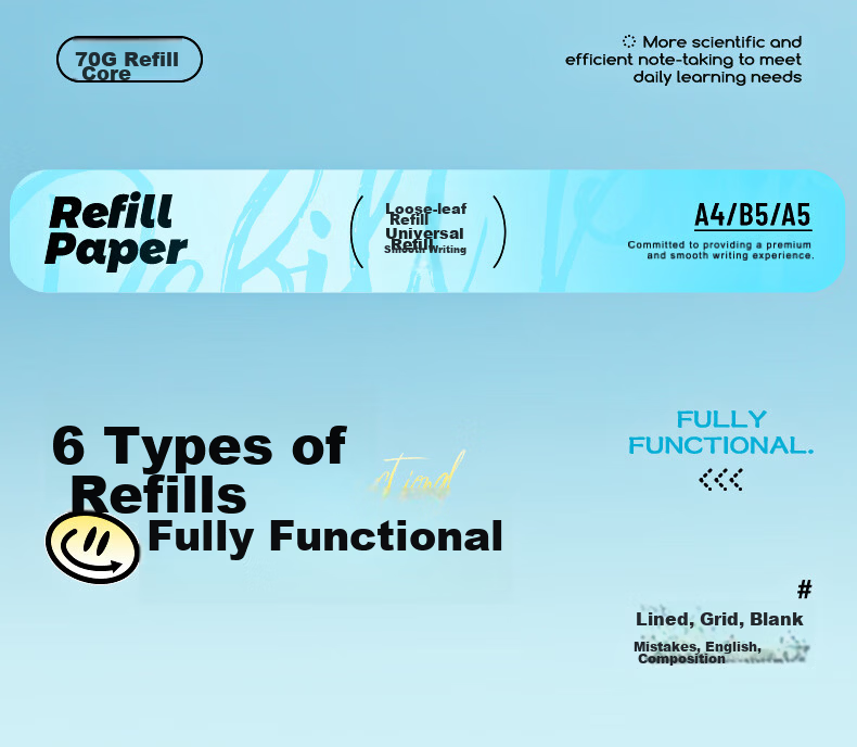 M&G Stationery B5 60-Sheet Ruled Refill Paper 26-Hole Detachable Notebook Refill APNHG076 Exam Essential 3